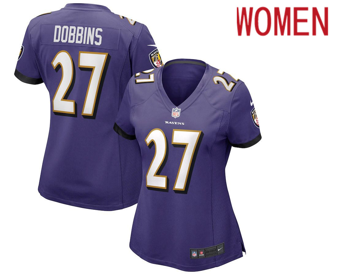 Women Baltimore Ravens 27 J.K. Dobbins Nike Purple Game NFL Jersey